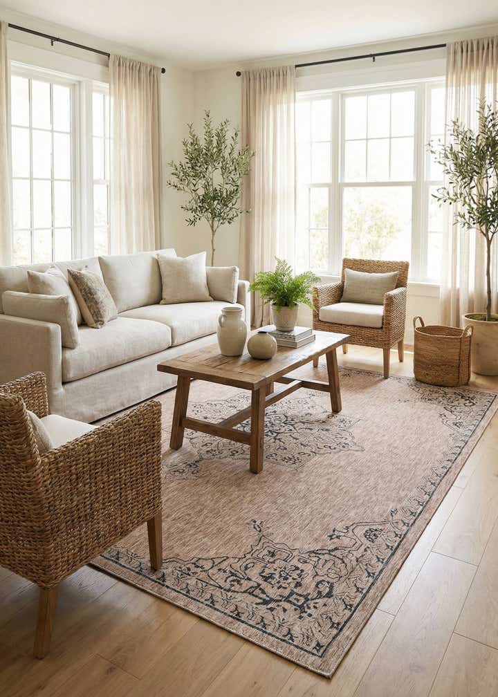 9' x 12' Easy-Clean Traditional Indoor / Outdoor Rug
