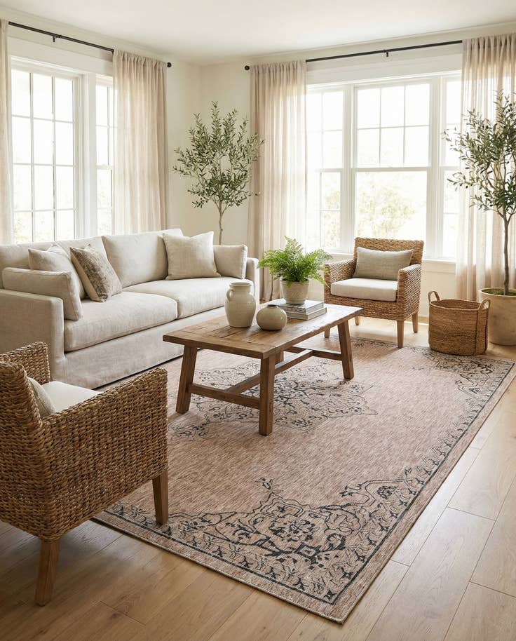 Detail image of 9' x 12' Easy-Clean Traditional Indoor / Outdoor Rug