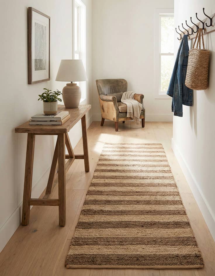 Detail image of 2' 7 x 10'  Hand Braided Jute Runner Rug