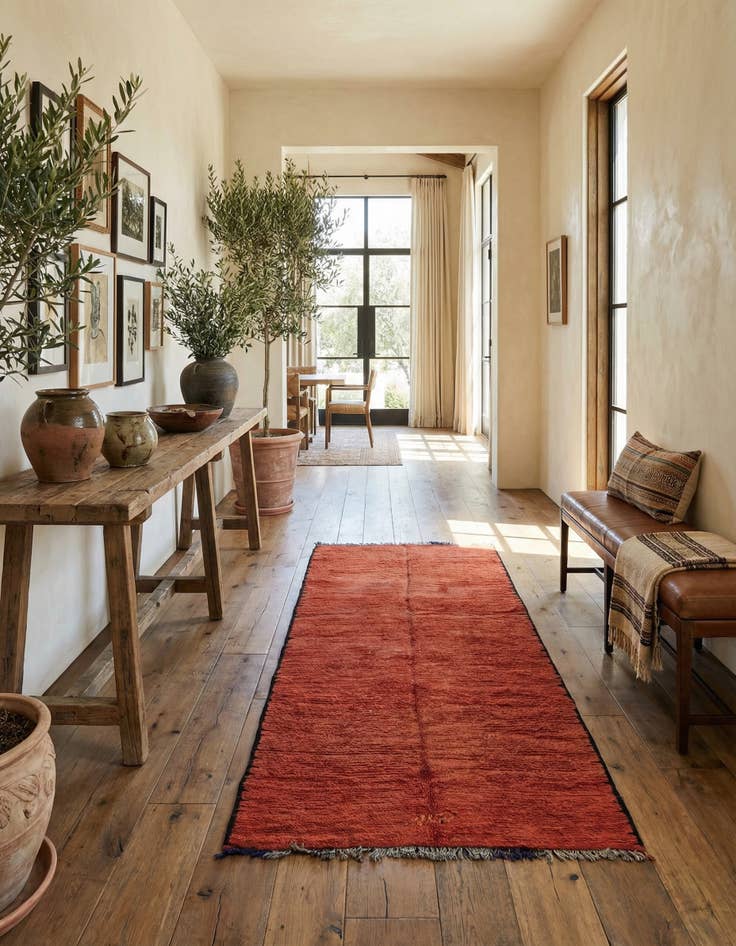 Detail image of 4' 10 x 9' 10  Hand Knotted Moroccan Wool Runner Rug