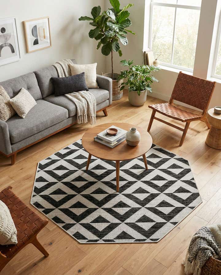 4' 1 x 4' 1 Easy-Clean Jill Zarin Indoor / Outdoor Octagon Rug
