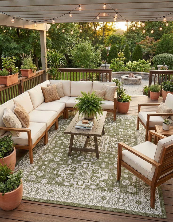 Detail image of 9' x 12'  Washable Aztec Indoor / Outdoor Rug