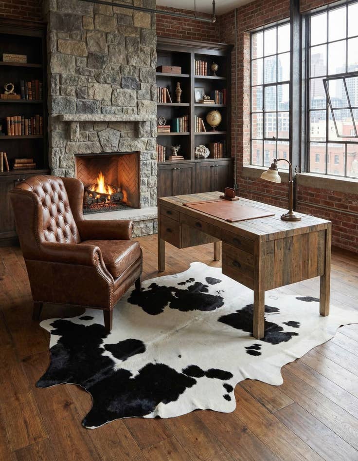 Detail image of 6' 5 x 7' 6 Cowhide Leather Rug