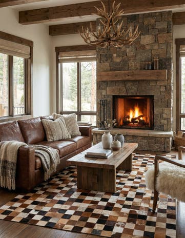 5' 1 x 8' 1 Cowhide Leather Rug