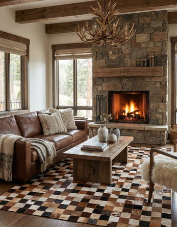 5' 1 x 8' 1 Cowhide Leather Rug