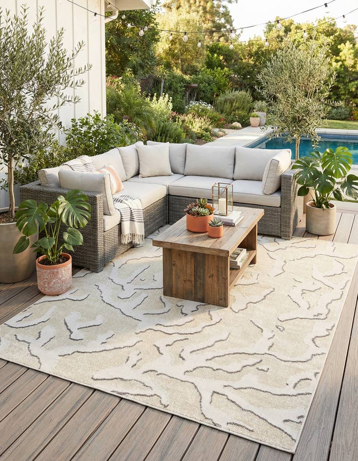 Detail image of 7' 10 x 10' Easy-Clean Sabrina Soto Indoor / Outdoor Rug