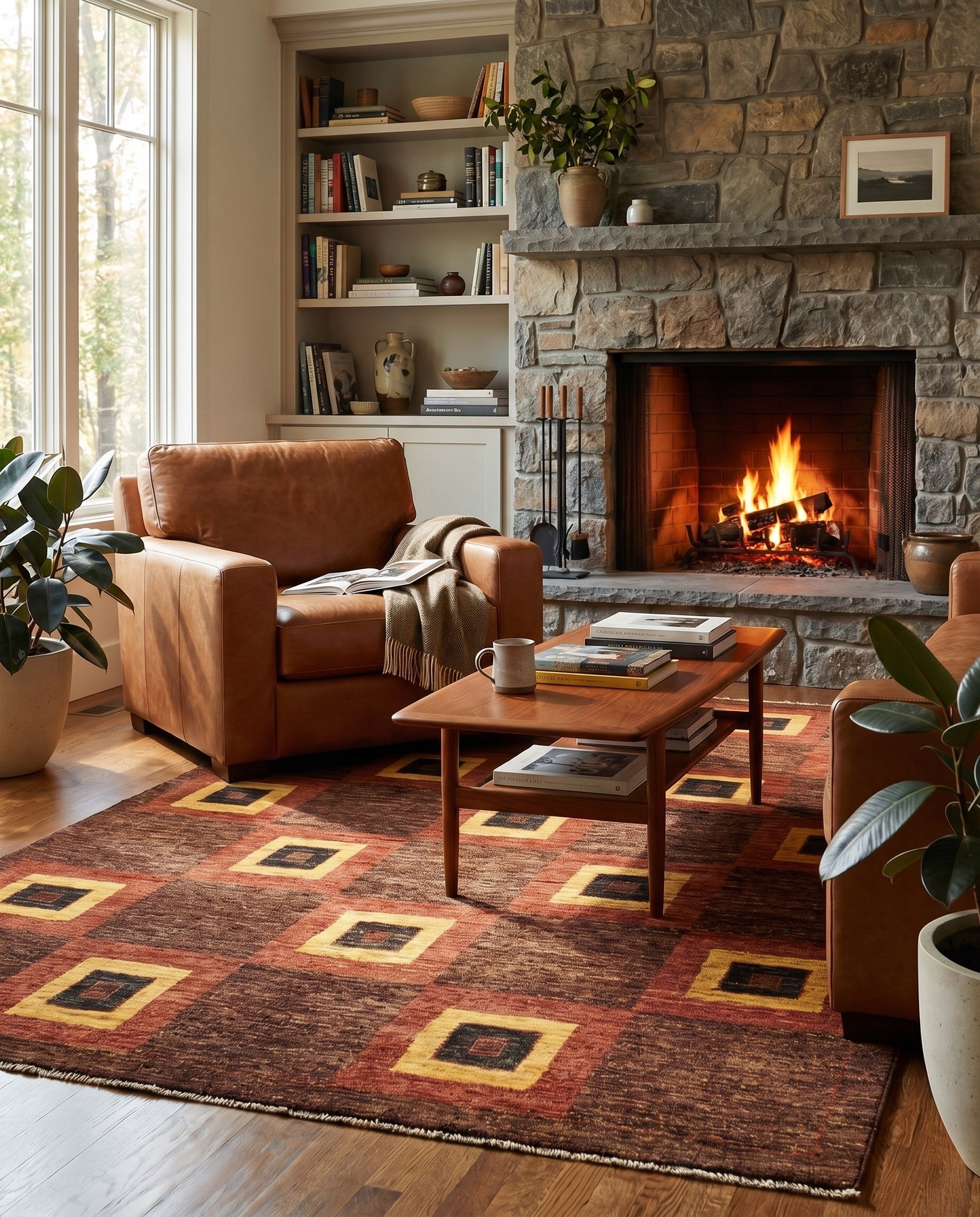 4' 8 x 7' Hand Knotted Modern Ziegler Rug