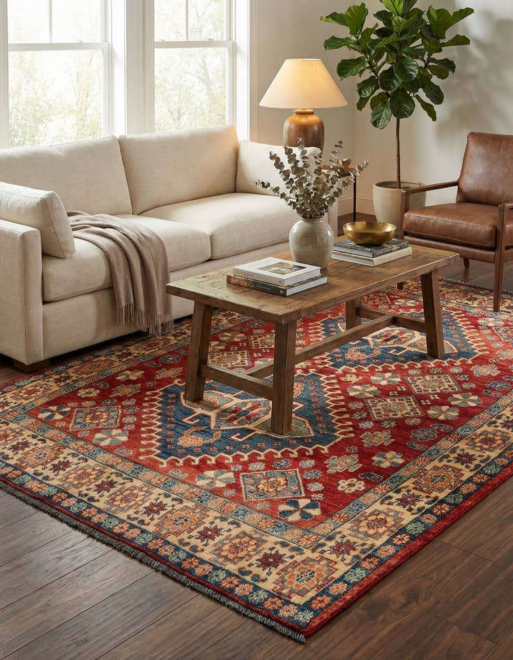 Detail image of  4' 11 x 6' 11  Hand Knotted Ziegler Wool Rug