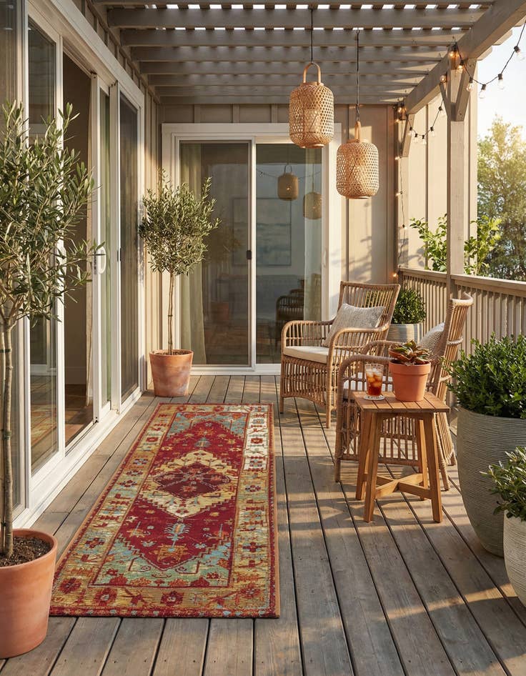 Detail image of 2' x 5'  Washable Traditional Indoor / Outdoor Runner Rug