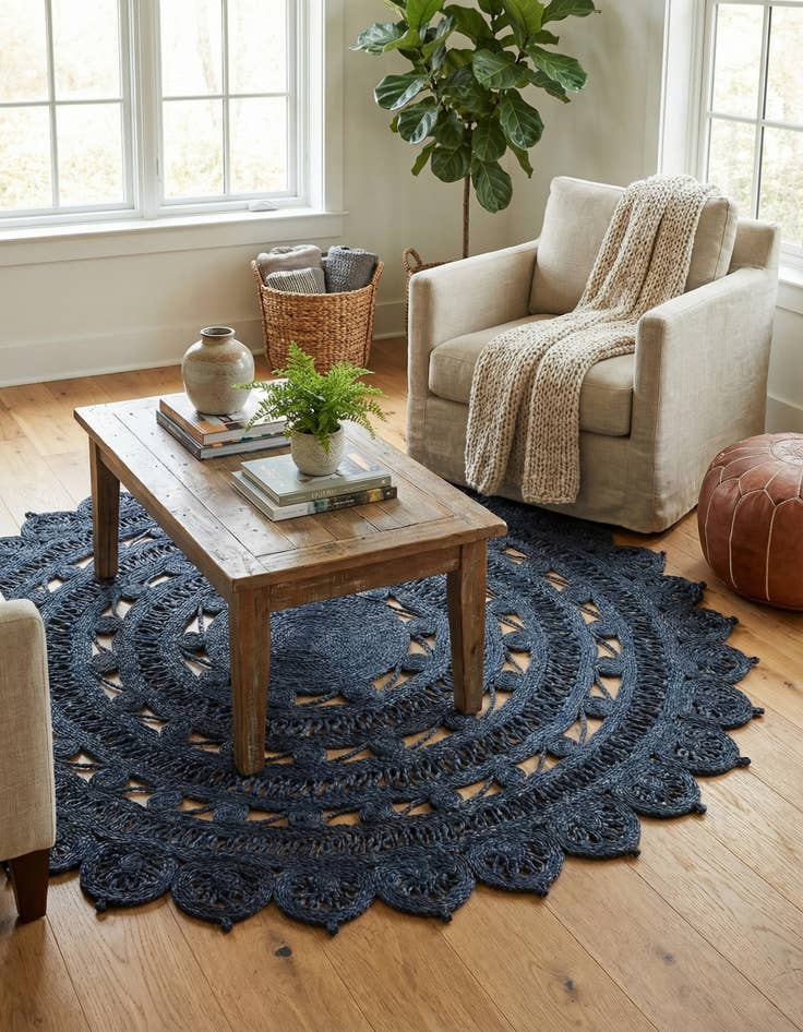 Detail image of 5' 1 x 5' 1  Hand Braided Jute Round Rug