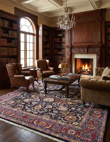 9' 8 x 12' 3 Hand Knotted Sarough Persian Wool Rug