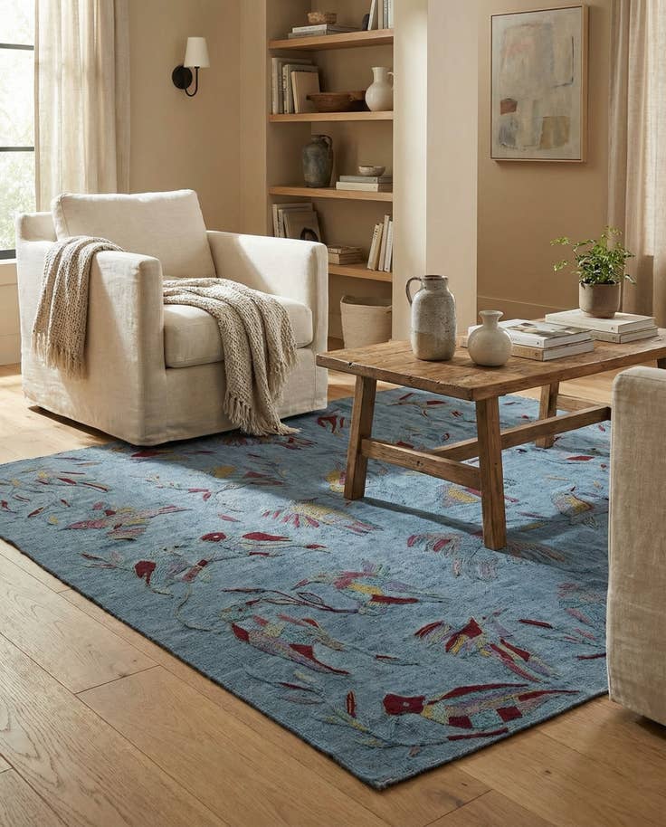 Detail image of 4' 2 x 5' 7 Hand Woven Kilim Modern Wool Rug