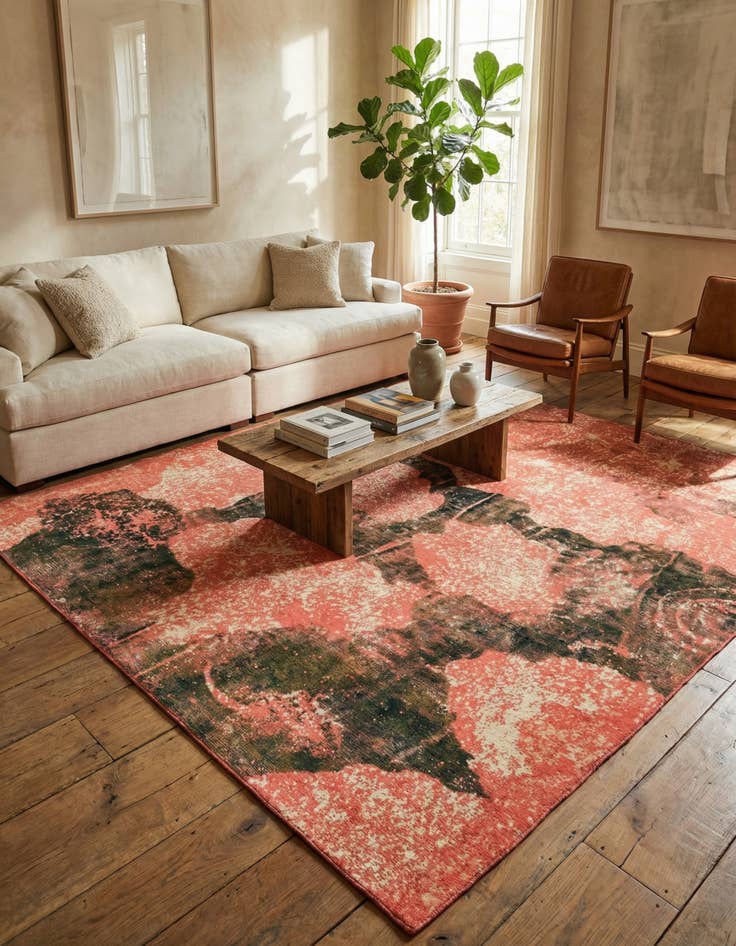 Detail image of  8' x 8' 8  Hand Knotted Ultra Vintage Persian Wool Square Rug