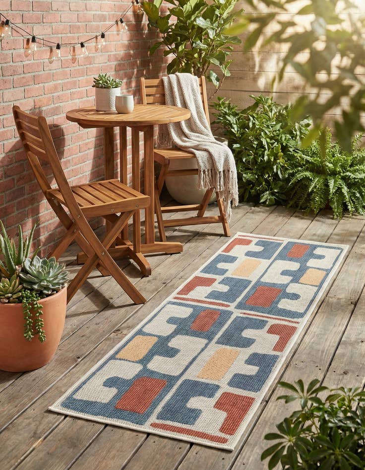 Detail image of 2' x 6' 1  Washable Baja Indoor / Outdoor Runner Rug
