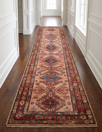 3' 4 x 13' 9 Hand Knotted Kazak Runner Rug
