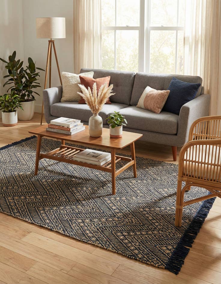 Detail image of 5' 1 x 8'  Hand Braided Jute Rug