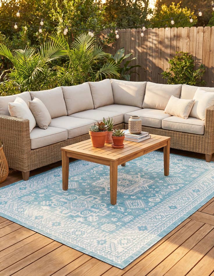 Detail image of 7' x 10'  Washable Aztec Indoor / Outdoor Rug