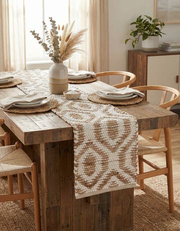 White Hand Woven Chindi Jute Table Runner Rug
