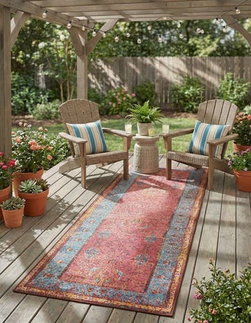 2' 7 x 10' Easy-Clean Traditional Indoor / Outdoor Runner Rug