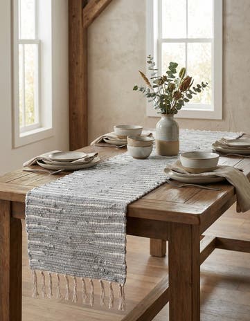 1' 2 x 6' 1 Hand Woven Chindi Cotton Table Runner Rug