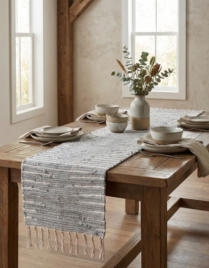 1' 2 x 6' 1 Hand Woven Chindi Cotton Table Run...