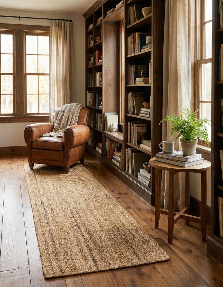 Detail image of 2' 4 x 5'  Hand Braided Jute Runner Rug
