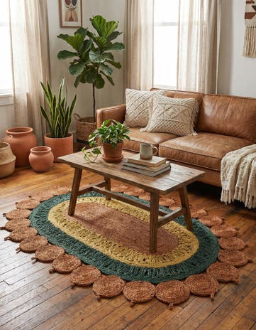 3' 1 x 5' 1 Handmade Braided Jute Oval Rug
