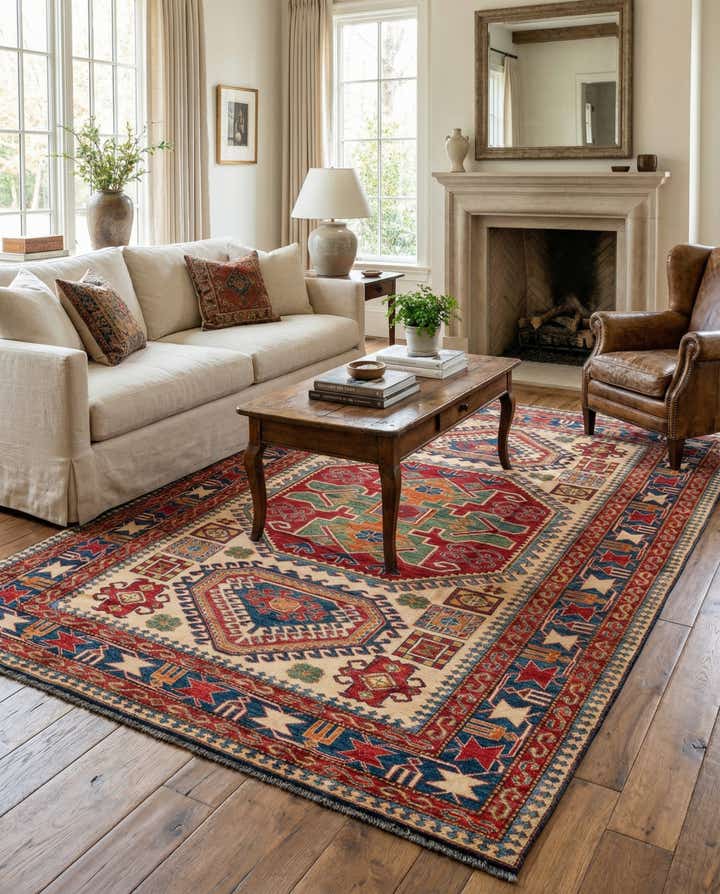 5' 10 x 8' 6 Hand Knotted Kazak Wool Rug