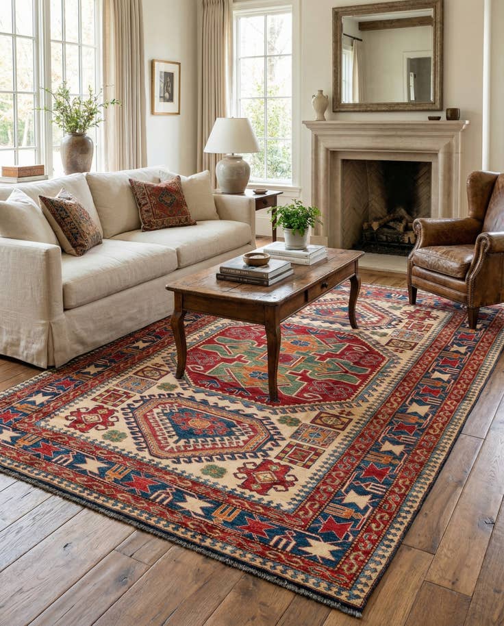 Detail image of 5' 10 x 8' 6 Hand Knotted Kazak Wool Rug