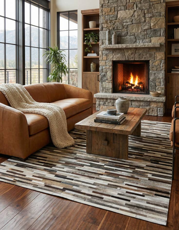 Detail image of 5' 1 x 7' 11 Cowhide Stocks Rug