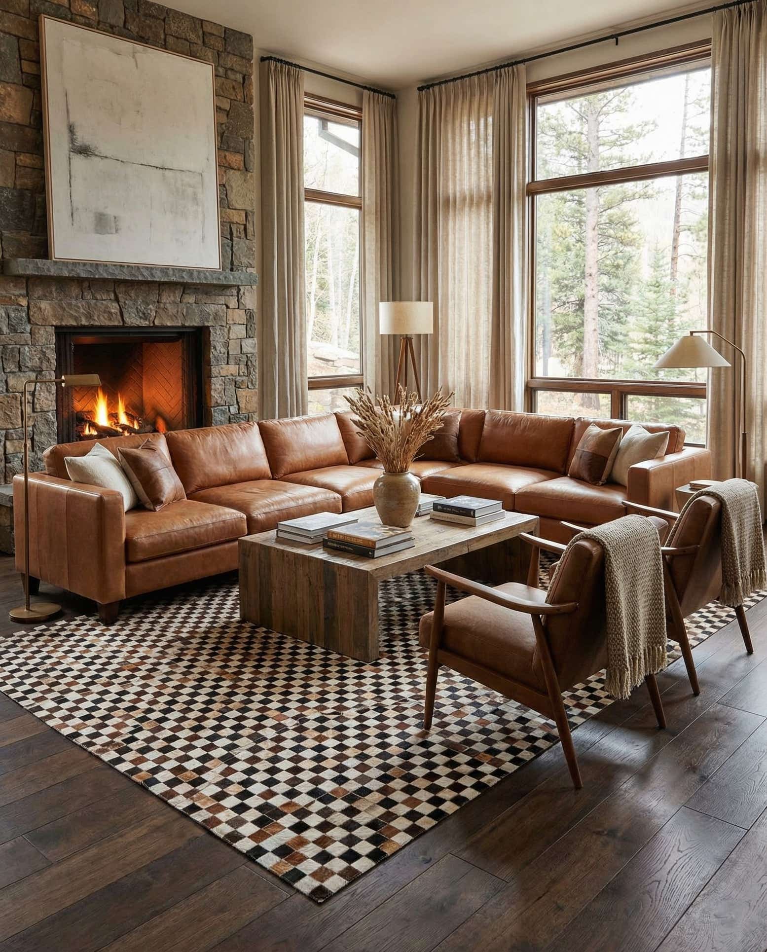 5' 7 x 7' 9 Cowhide Stocks Rug