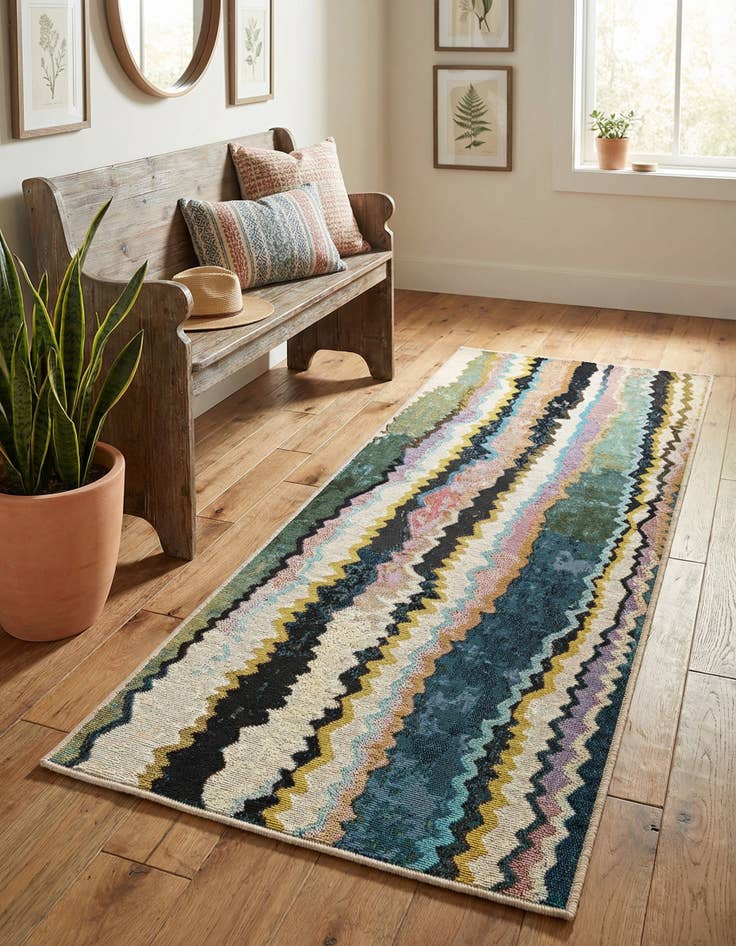 Detail image of 2' x 6' Easy-Clean Modern Indoor / Outdoor Runner Rug