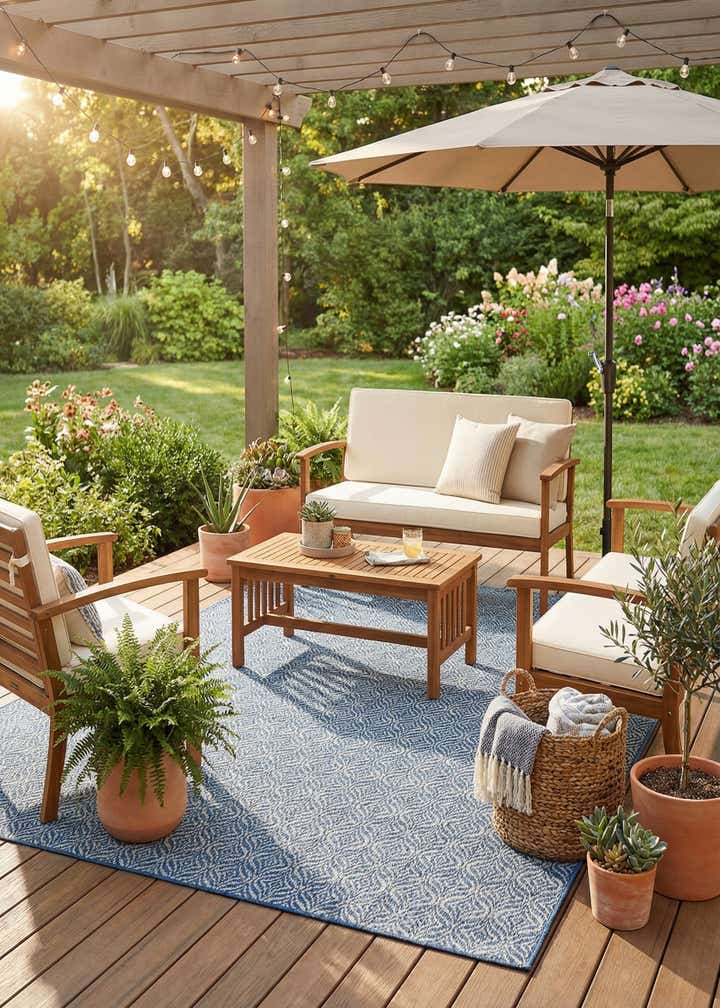 7' 10 x 11' Easy-Clean Trellis Indoor / Outdoor Rug