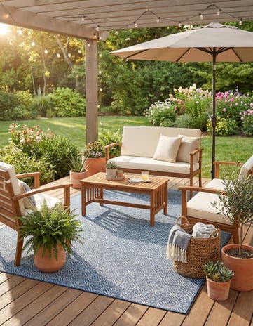 7' 10 x 11' Easy-Clean Lattice Indoor / Outdoor Rug
