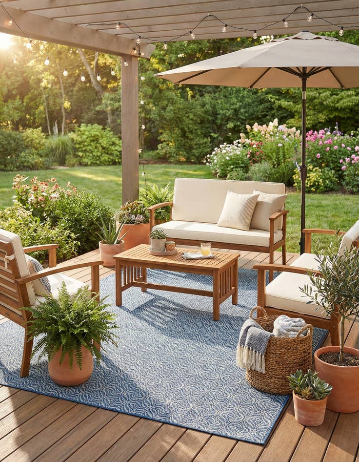 Detail image of 7' 10 x 11' Easy-Clean Trellis Indoor / Outdoor Rug