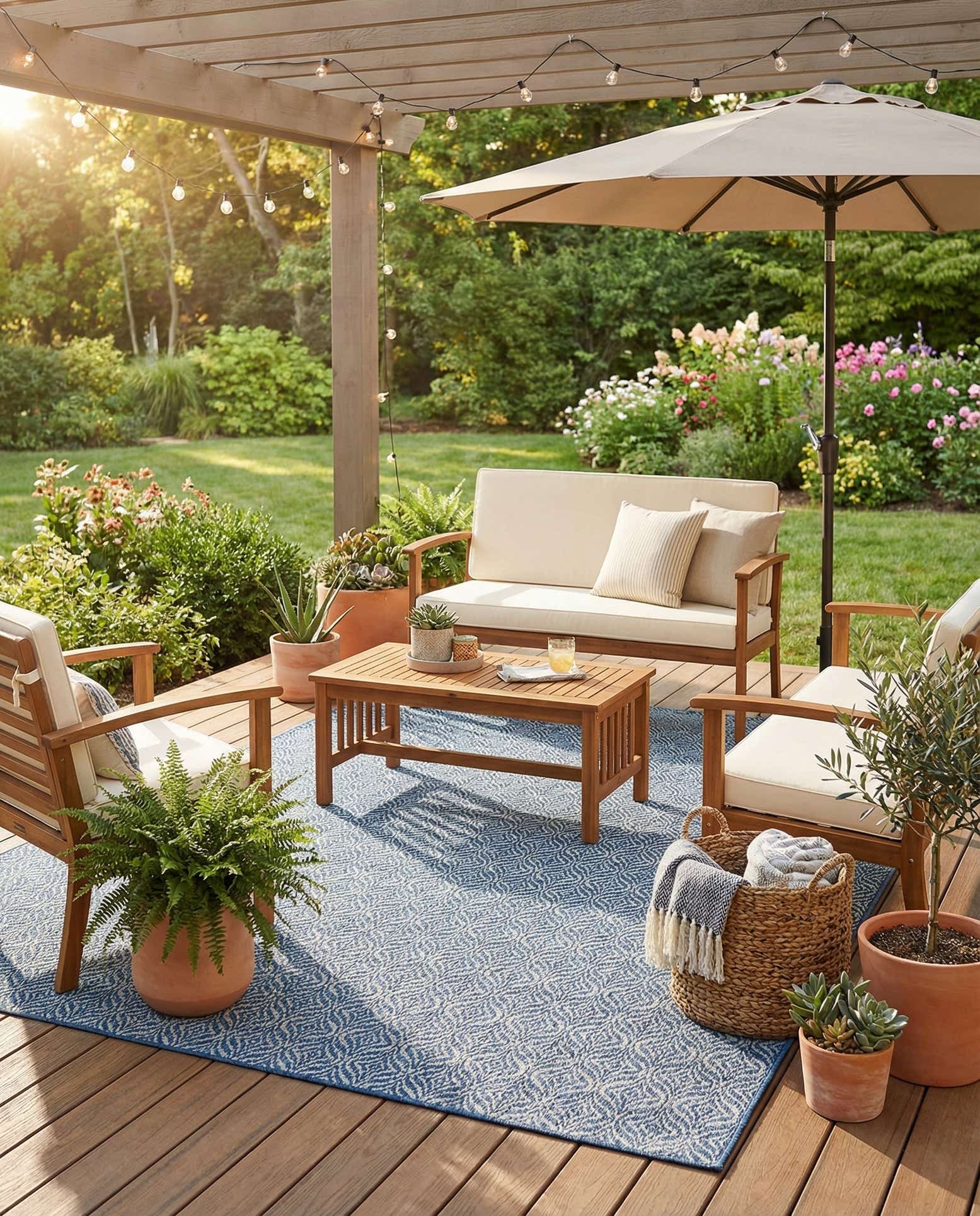7' 10 x 11' Easy-Clean Trellis Indoor / Outdoor Rug