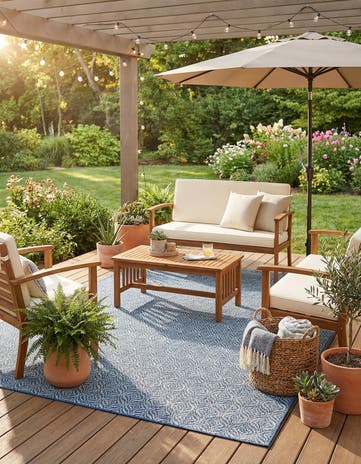 7' 10 x 11' Easy-Clean Lattice Indoor / Outdoor Rug