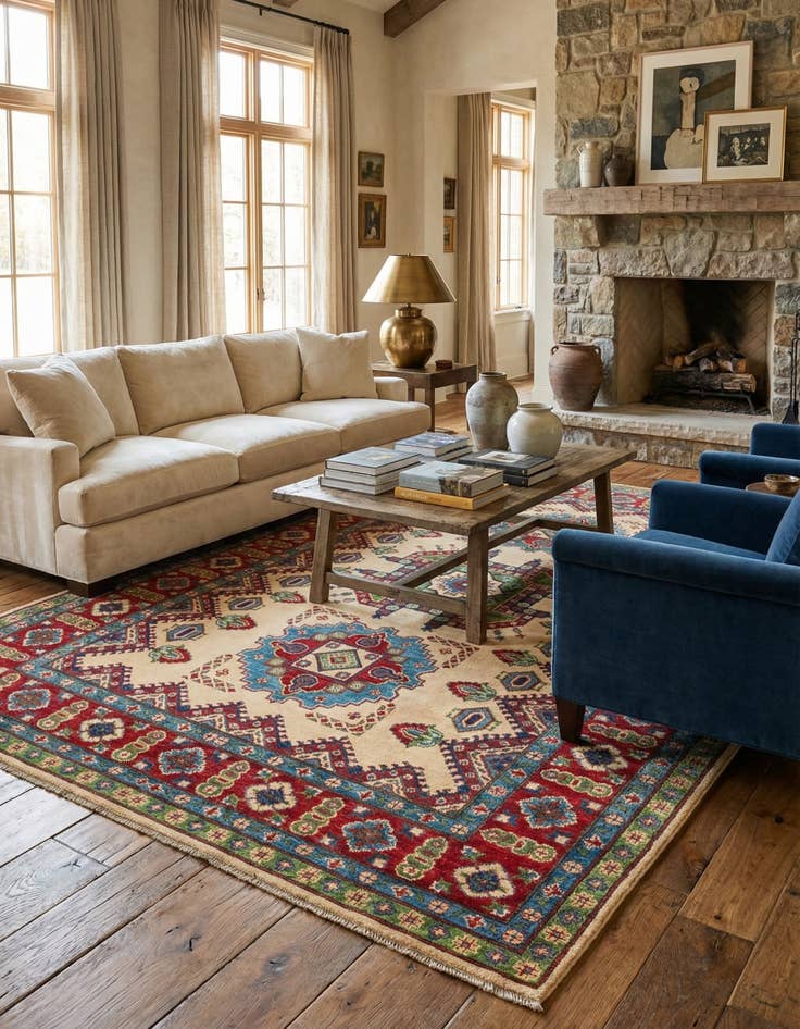 Detail image of 6' 6 x 9' 10  Hand Knotted Kazak Rug