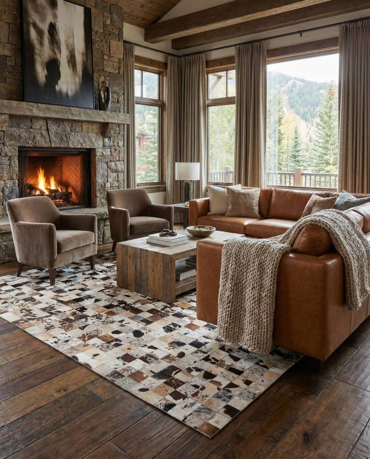 Detail image of 8' x 9' 10 Cowhide Leather Rug