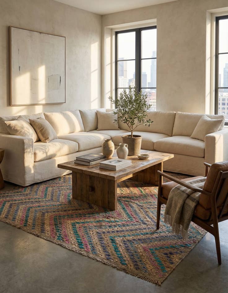 Detail image of 9' 4 x 13'  Hand Woven Kilim Modern Wool Rug