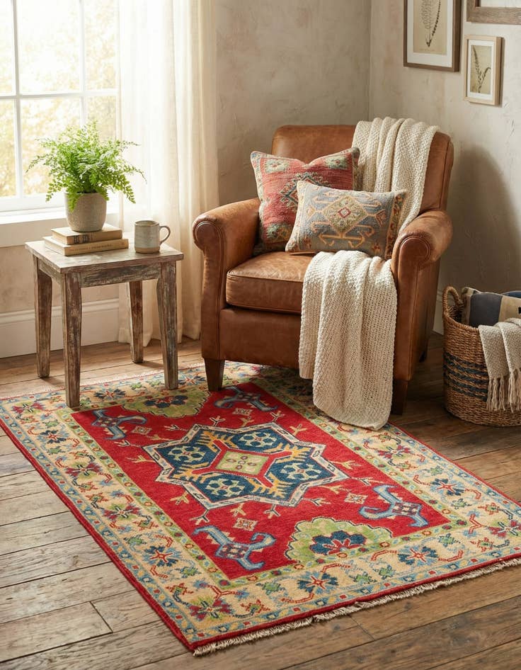 Detail image of 2' 9 x 4'  Hand Knotted Kazak Rug