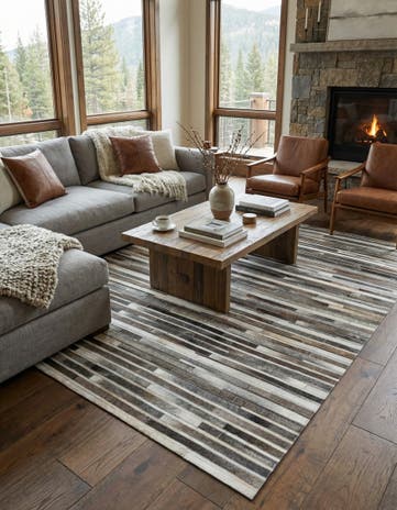 5' 1 x 8' Cowhide Leather Rug