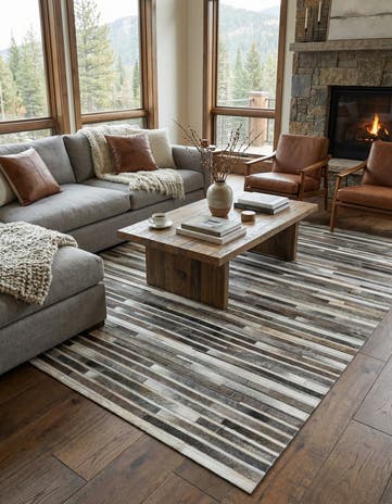 5' 1 x 8' Cowhide Leather Rug