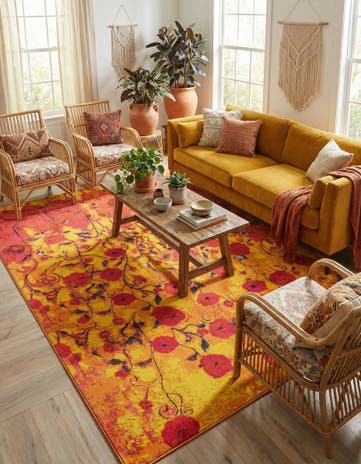 Yellow Washable Hyacinth Rug