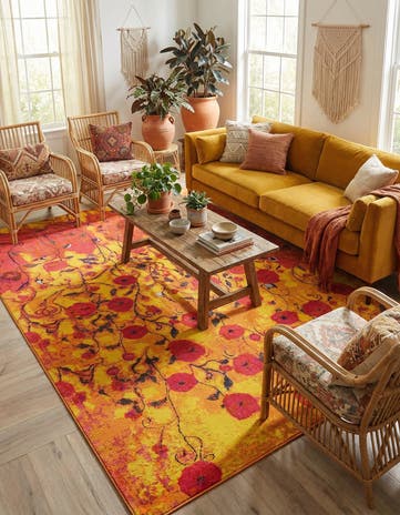 Yellow Washable Hyacinth Rug
