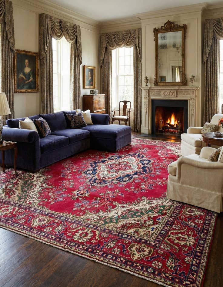 Detail image of  9' 8 x 12' 8  Hand Knotted Tabriz Persian Wool Rug