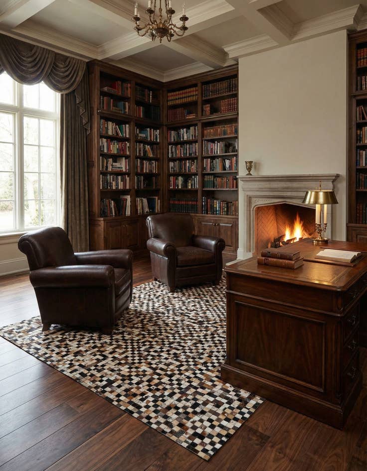 Detail image of  8' 1 x 10' Cowhide Leather Rug