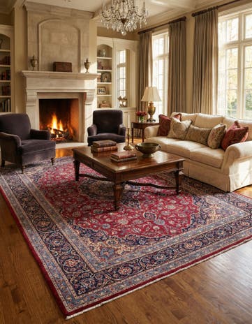 9' 9 x 12' 10 Hand Knotted Mashad Persian Wool Rug