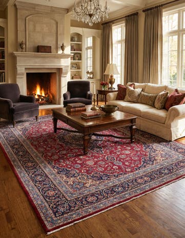 9' 9 x 12' 10 Hand Knotted Mashad Persian Wool Rug