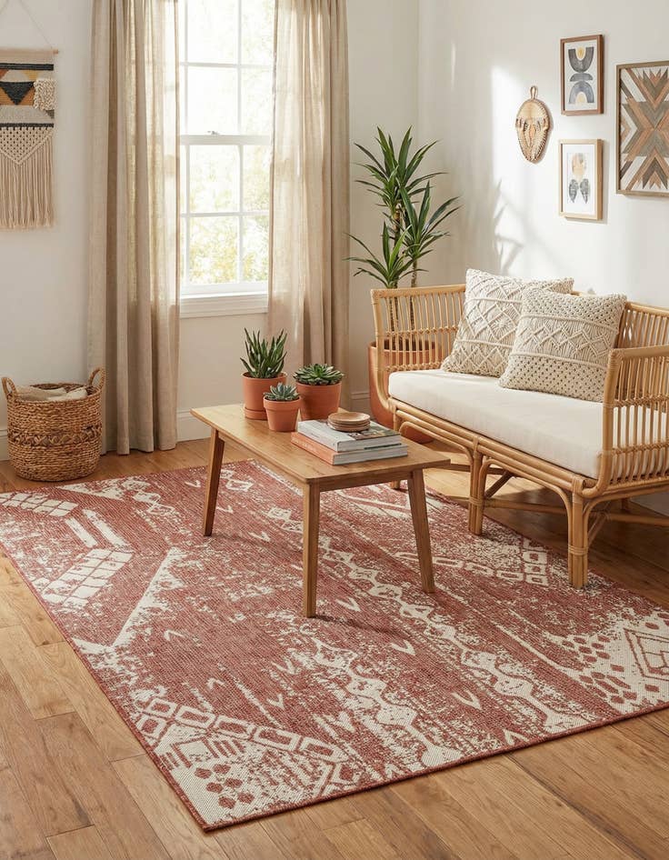 Detail image of 5' 3 x 8'  Washable Bohemian Indoor / Outdoor Rug